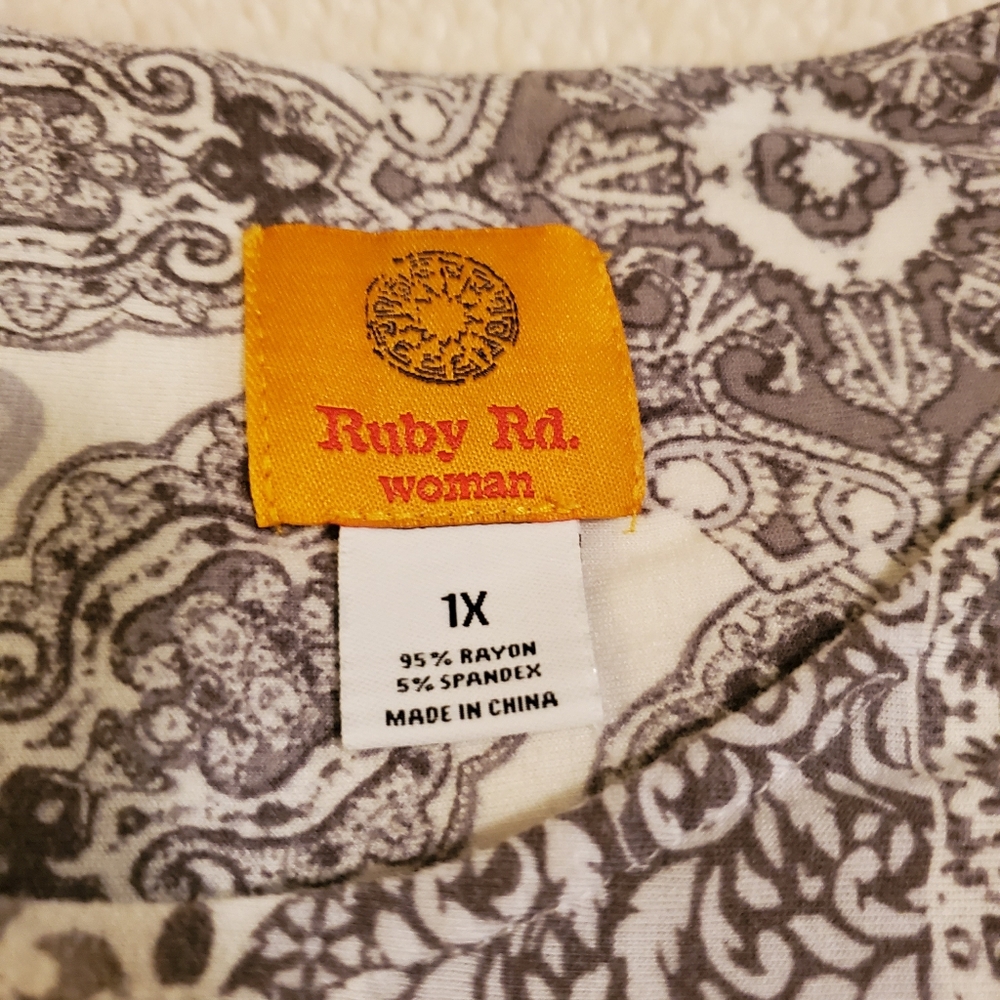 Ruby Rd Size 1x, Blue And Gray Sharkbite 3/4 Leng… - image 2